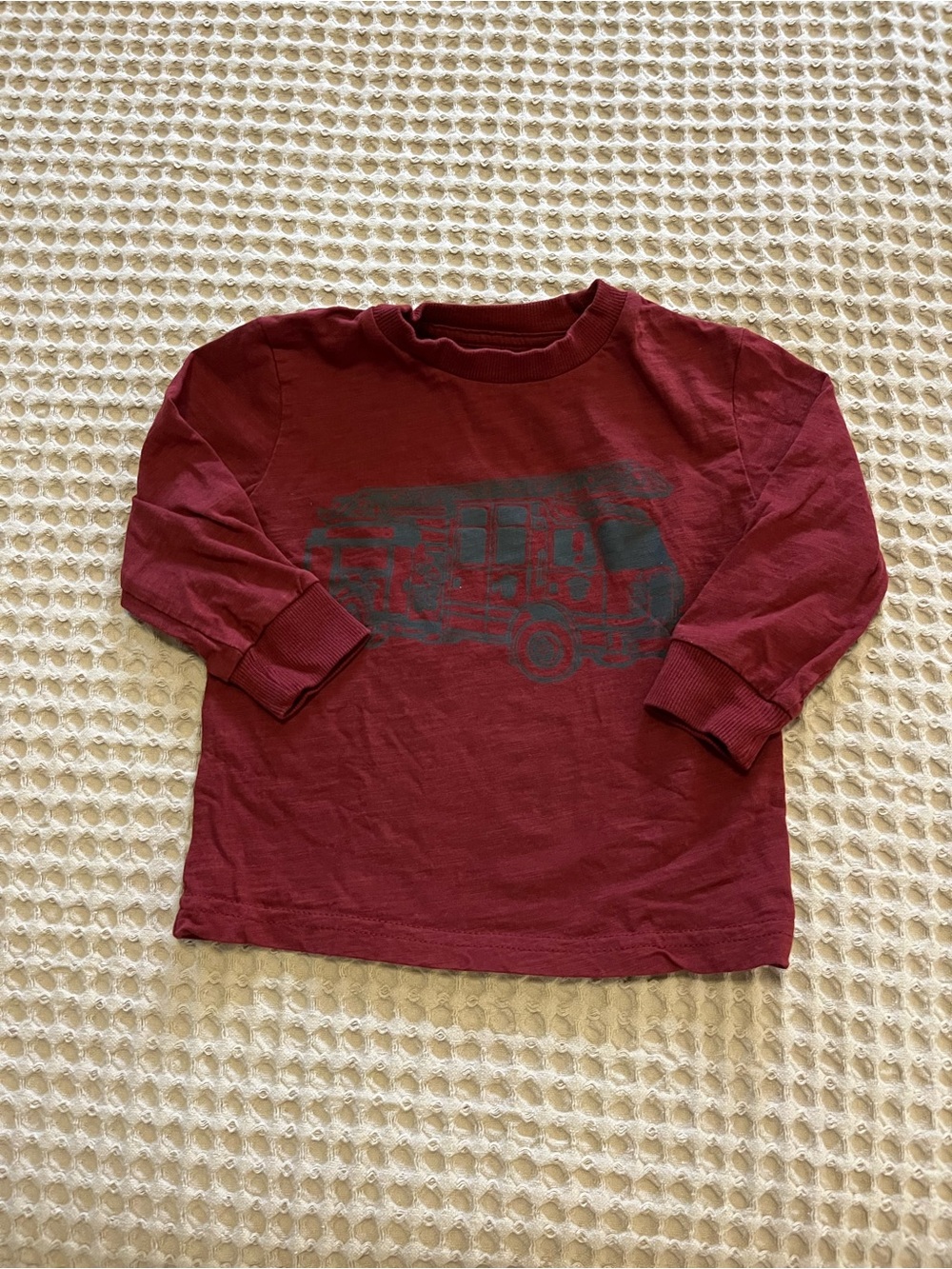 5 for $10 Long Sleeve Graphic Tee - Burgundy Fire Truck